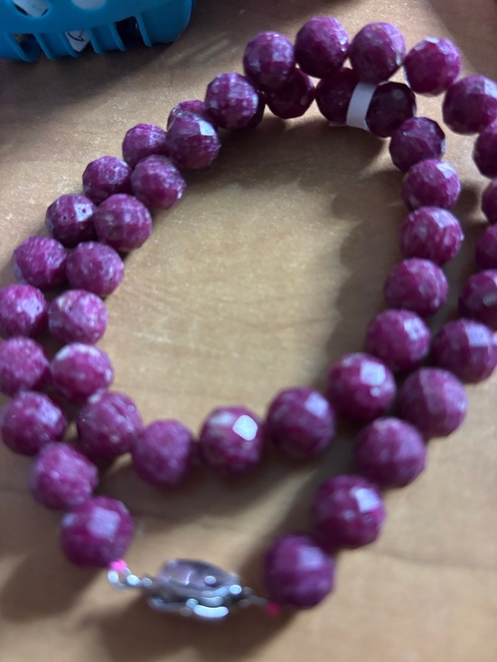 Jewelry - Natural Ruby Faceted Bead Necklace - Deep Pink 10mm High Quality”New Arrival”